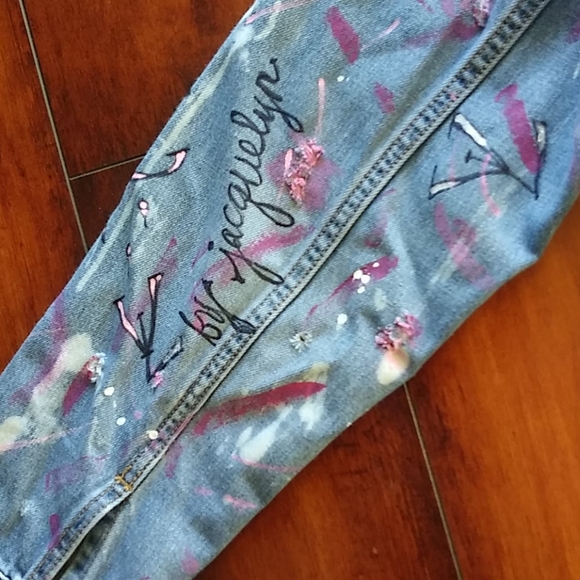 Hand Painted Denim Crop Jacket - Picture 6 of 7